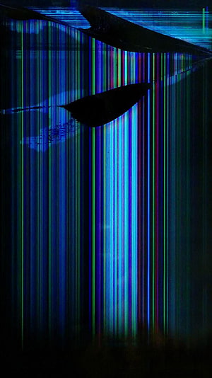 Abstract Glitch Art with Vertical Neon Light Streaks and Dark Silhouettes HD phone wallpaper
