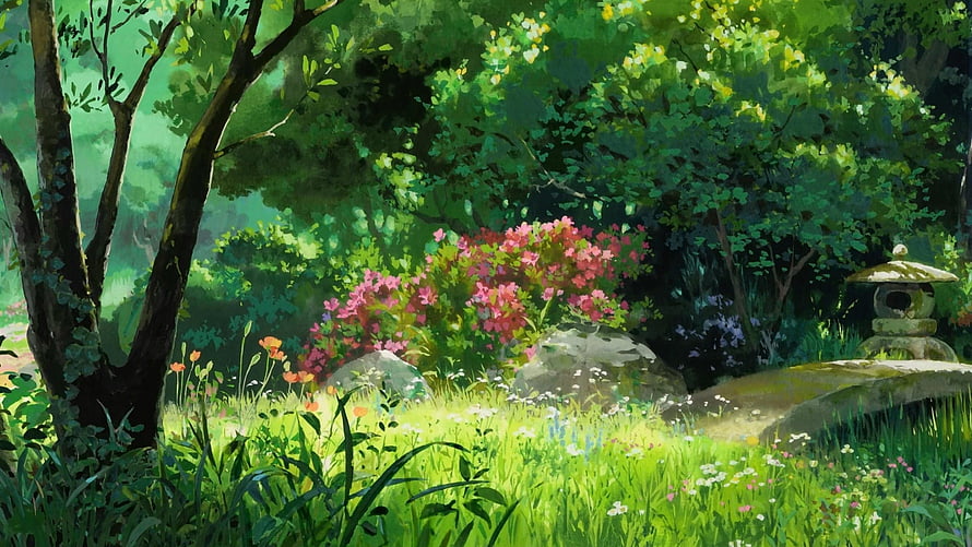 The Secret World of Arrietty Studio Ghibli Forest Garden Scene HD wallpaper