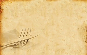 Vintage Cutlery on Aged Parchment Background with Ornate Corner Detail HD wallpaper