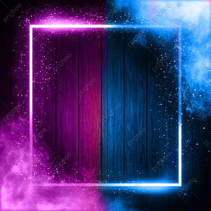 Vibrant Neon Frame on Dark Wood with Purple and Blue Smoke Effects HD phone wallpaper