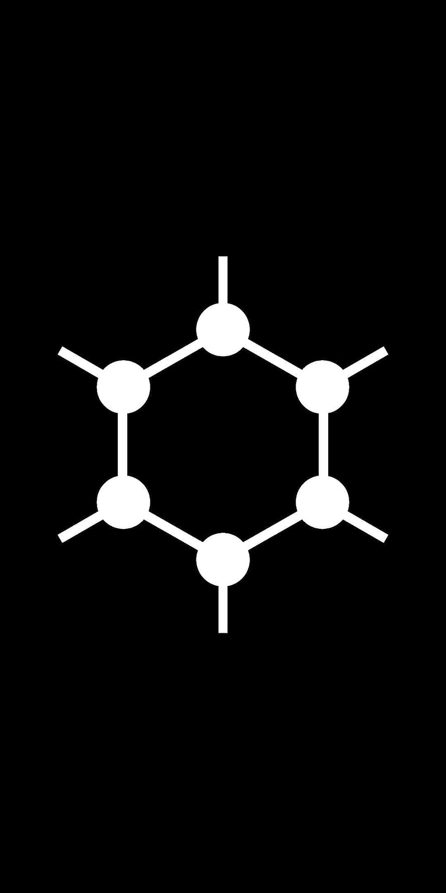 Minimalist GrapheneOS Logo with Hexagonal Molecular Structure on Black Background HD phone wallpaper