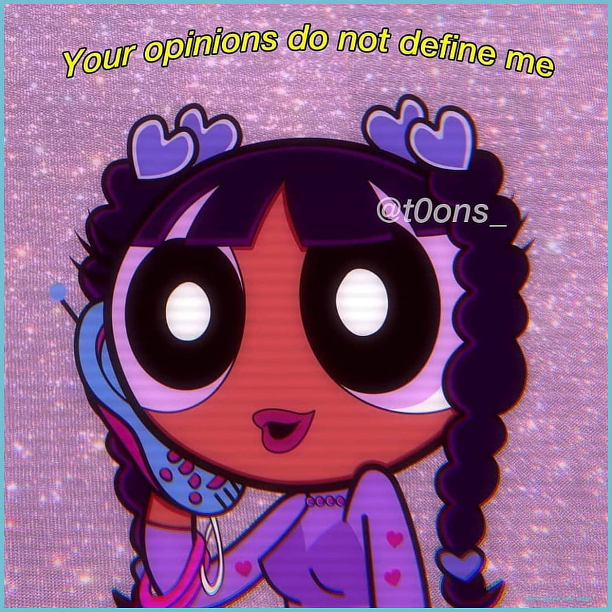 Aesthetic Powerpuff Girls Character with Heart Hair Accessories and Sparkling Purple Background HD phone wallpaper