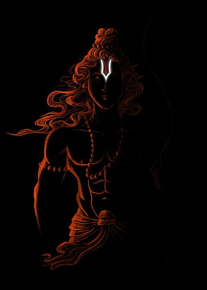 Dark Artistic Illustration of Hindu God Shiva with Glowing Third Eye and Rudraksha Beads HD phone wallpaper