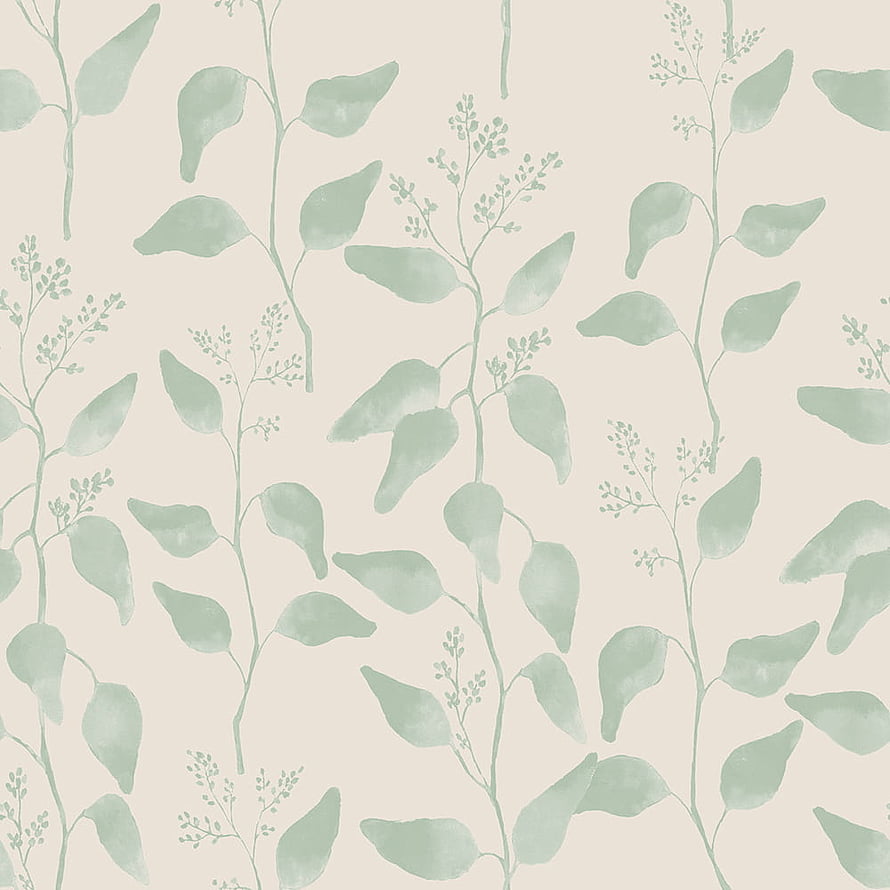 Sage Green Eucalyptus Leaves Watercolor Pattern on Beige Background HD phone wallpaper