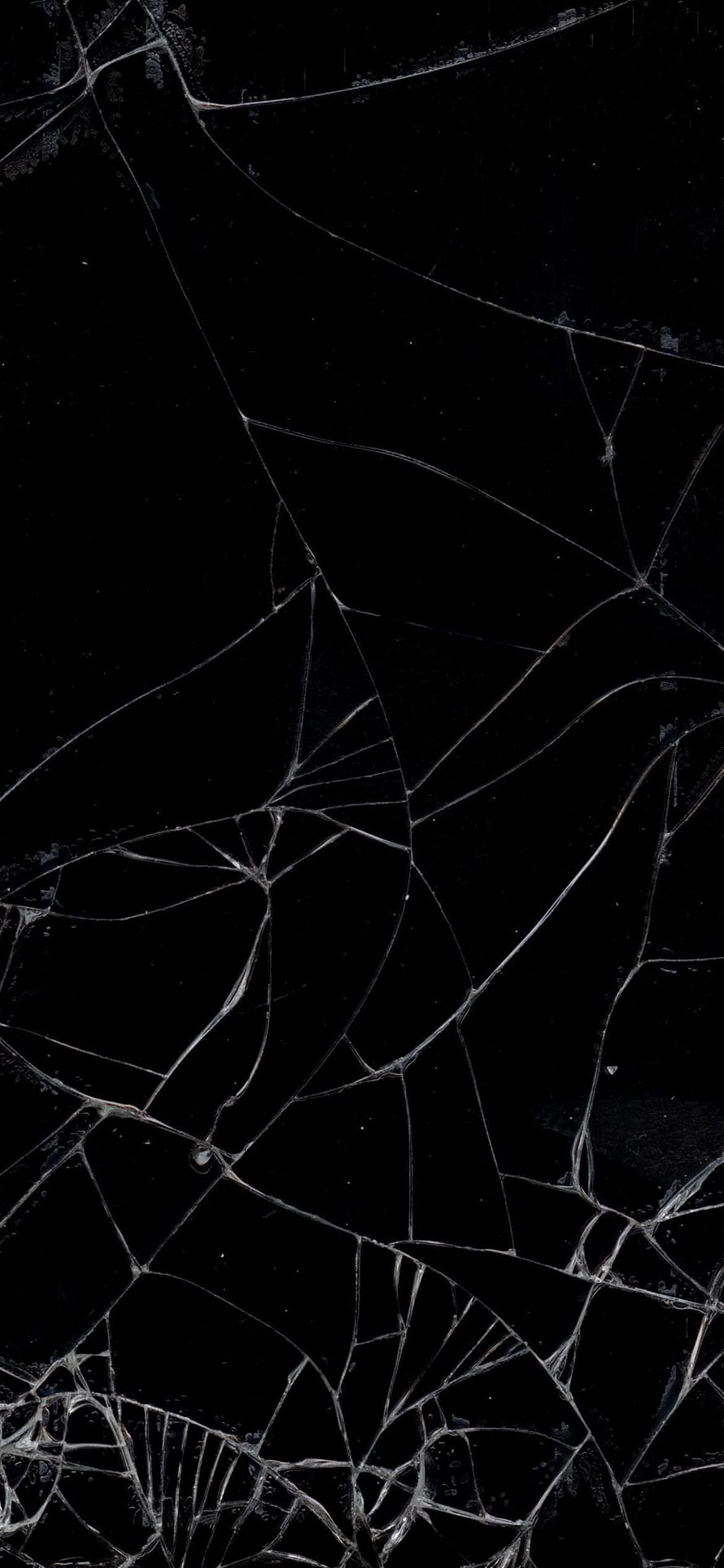 Dark Abstract Cracked Glass Texture With White Fracture Lines On Black Background HD phone wallpaper