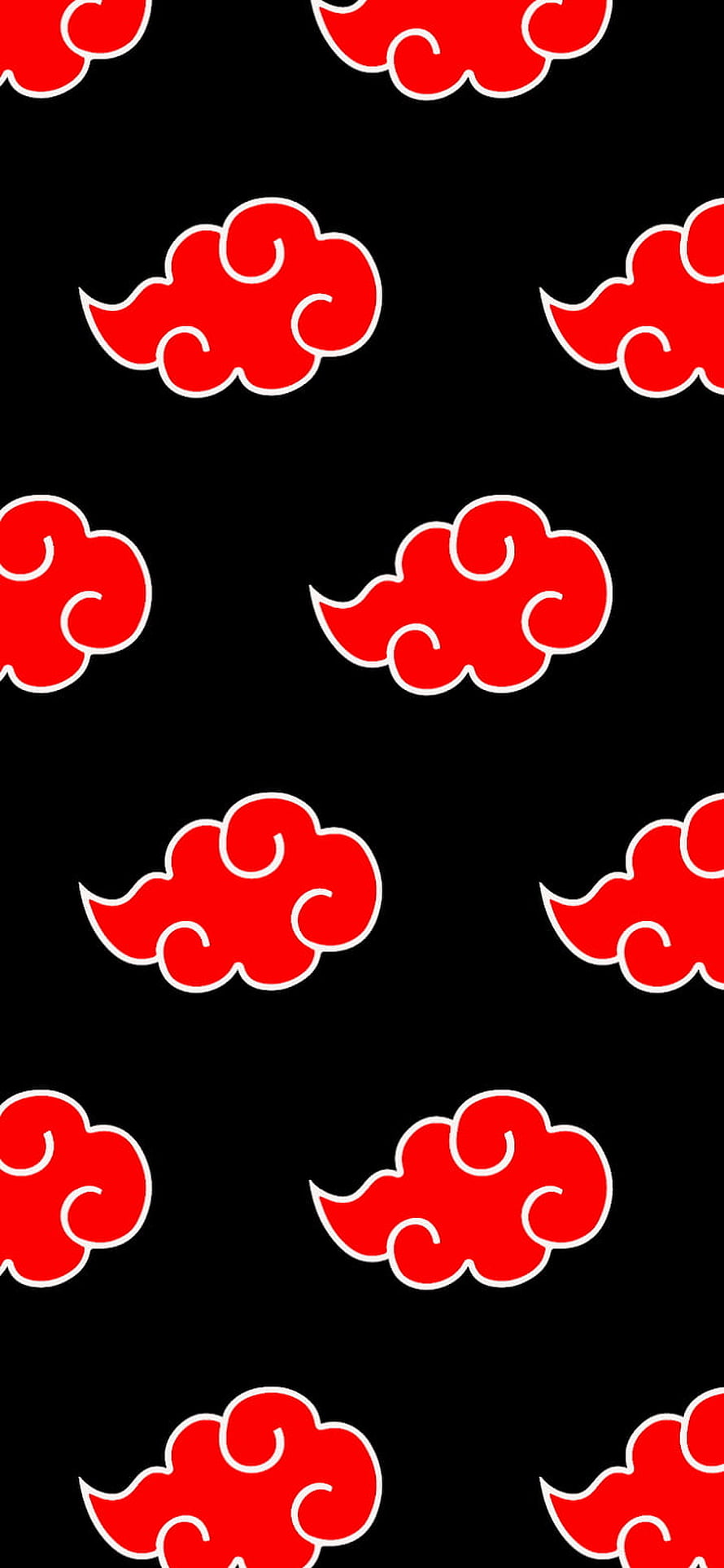Naruto Akatsuki Red Cloud Pattern on Black Background HD phone wallpaper