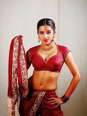 Antara Biswas in Traditional Red Saree with Gold Jewelry and Floral Border HD phone wallpaper