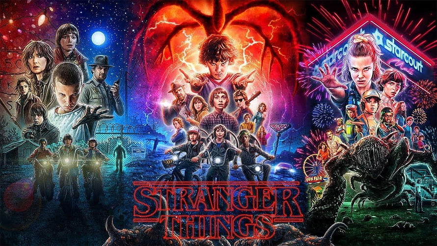 Stranger Things Season 3 Character Poster with Demogorgon and Upside Down HD wallpaper
