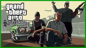 Grand Theft Auto San Andreas CJ Ryder and Big Smoke Cover Art HD wallpaper