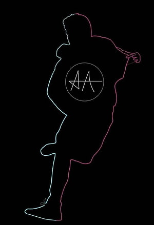 Allu Arjun Neon Silhouette with AA Logo on Black Background HD phone wallpaper