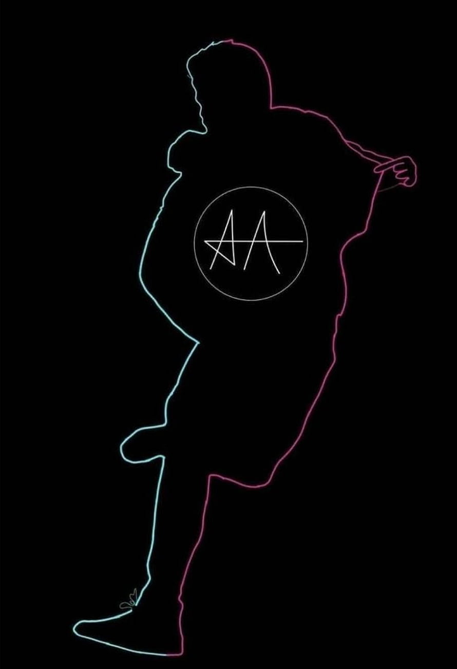 Allu Arjun Neon Silhouette with AA Logo on Black Background HD phone wallpaper