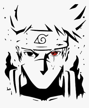 Kakashi Hatake Minimalist Black and White Anime Portrait with Sharingan Eye HD phone wallpaper