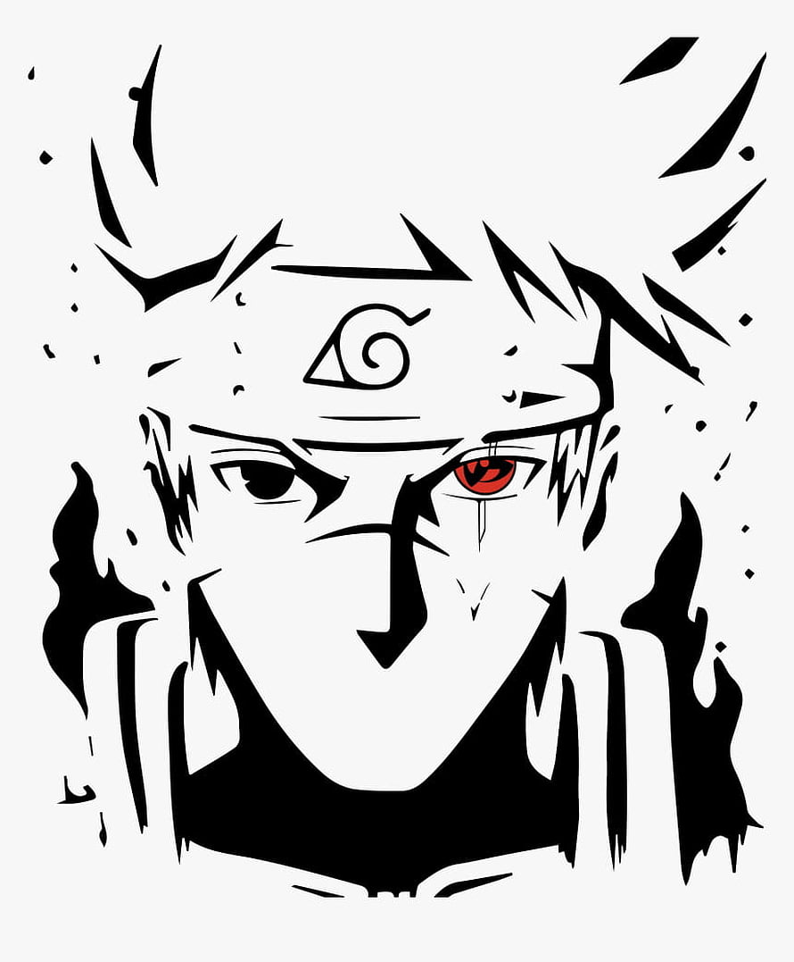 Kakashi Hatake Minimalist Black and White Anime Portrait with Sharingan Eye HD phone wallpaper