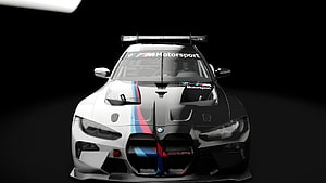 BMW M4 GT3 Motorsport Race Car Front View with M Stripes Livery HD wallpaper