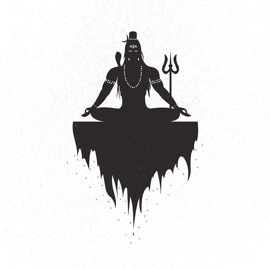 Mahakal Silhouette Meditating in Lotus Pose with Trishula and Rudraksha Mala HD phone wallpaper