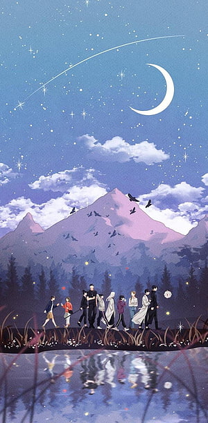 Omniscient Reader's Viewpoint Characters Walking Under Starry Night Sky HD phone wallpaper