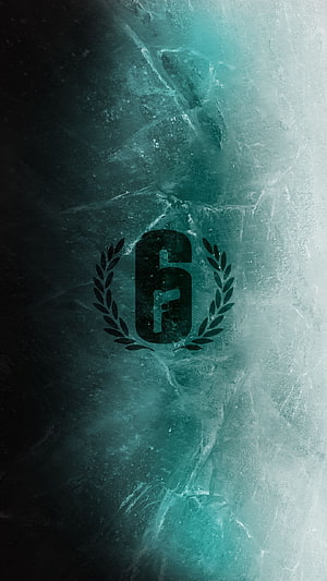 Rainbow Six Siege Six Emblem on Cracked Ice Texture with Laurel Wreath HD phone wallpaper