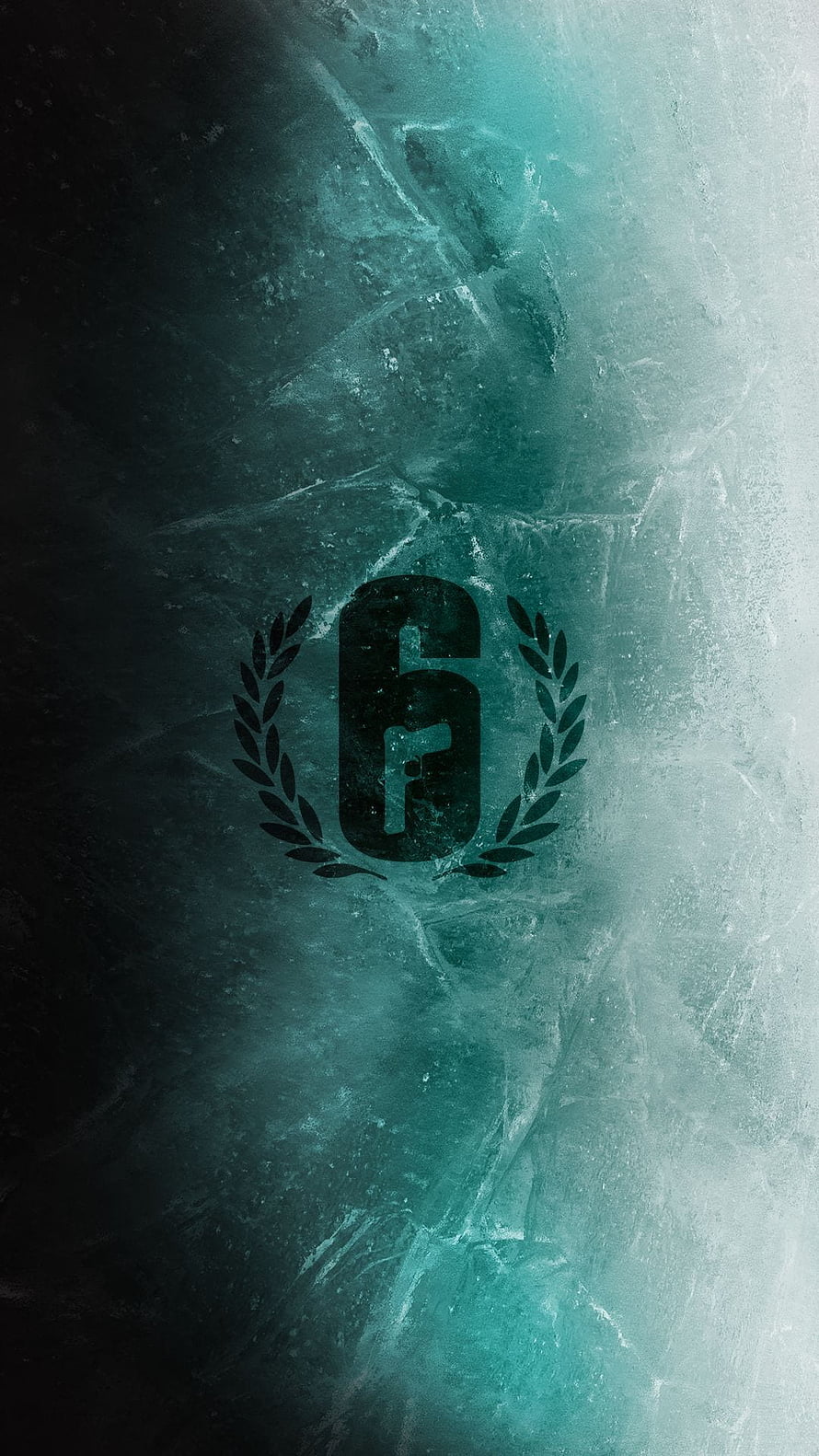 Rainbow Six Siege Six Emblem on Cracked Ice Texture with Laurel Wreath HD phone wallpaper
