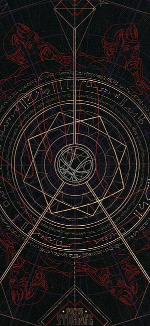 Doctor Strange Mystical Sigil and Geometric Spell Circle on Dark Background HD phone wallpaper