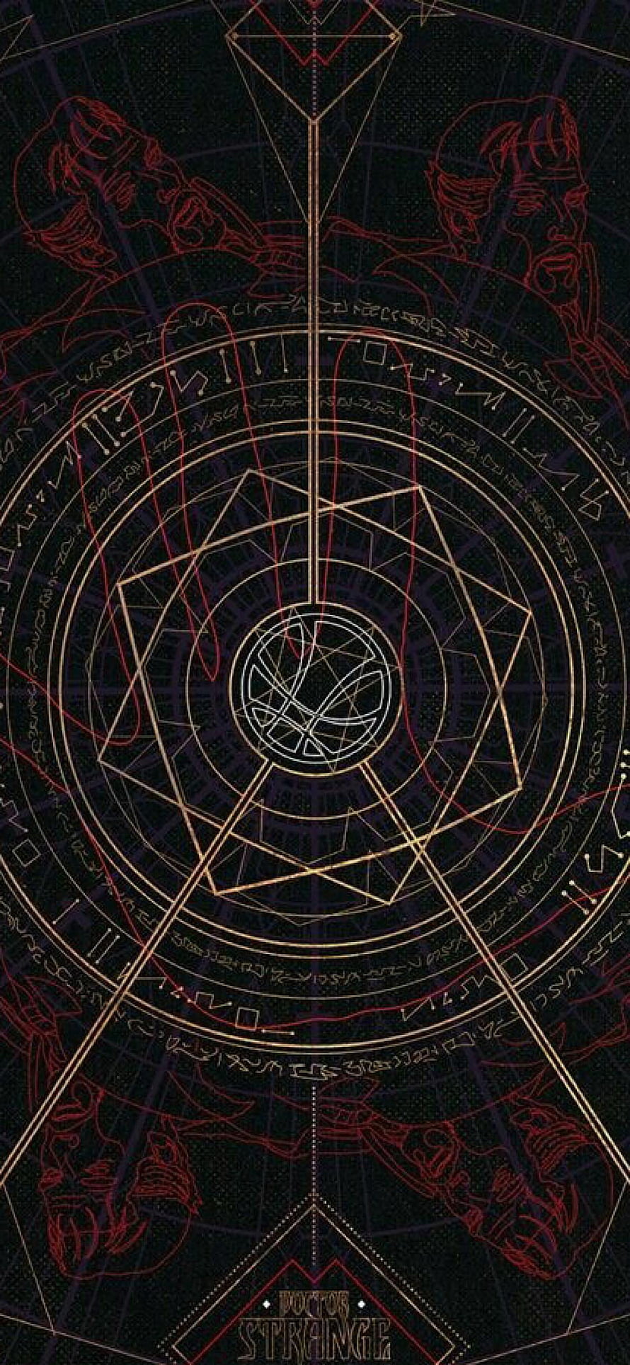 Doctor Strange Mystical Sigil and Geometric Spell Circle on Dark Background HD phone wallpaper