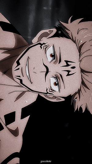 Anime Character Portrait with Spiky Hair and Intense Gaze HD phone wallpaper