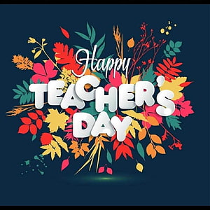 Happy Teacher's Day Greeting Card with Vibrant Autumn Leaves and Floral Illustration HD phone wallpaper