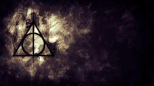 Harry Potter Deathly Hallows Symbol on Dark Grunge Background HD wallpaper