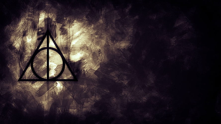 Harry Potter Deathly Hallows Symbol on Dark Grunge Background HD wallpaper