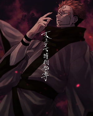 Sukuna from Jujutsu Kaisen in Dark Red Smoke with Calloused Hand and Red Eyes HD phone wallpaper