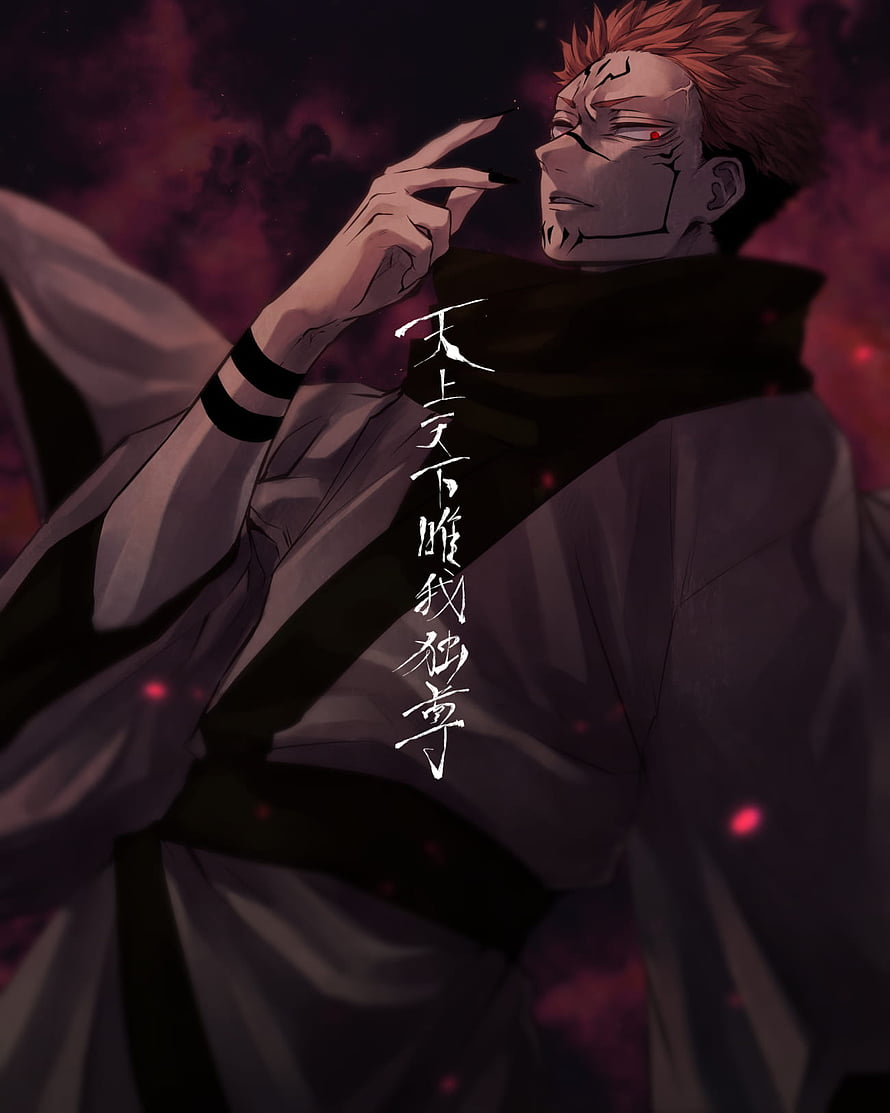Sukuna from Jujutsu Kaisen in Dark Red Smoke with Calloused Hand and Red Eyes HD phone wallpaper