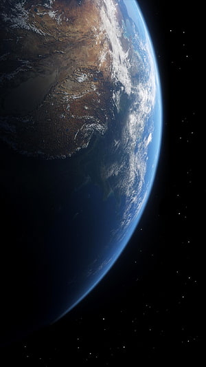 Earth Horizon From Deep Space With Starfield and Atmospheric Glow HD phone wallpaper