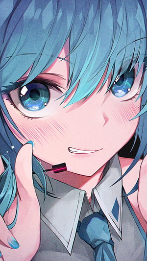 Hatsune Miku Close-Up Portrait with Teal Hair and Headset HD phone wallpaper