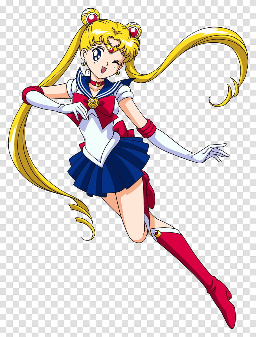 Sailor Moon in Classic Sailor Uniform Dynamic Pose Anime Character Illustration HD phone wallpaper
