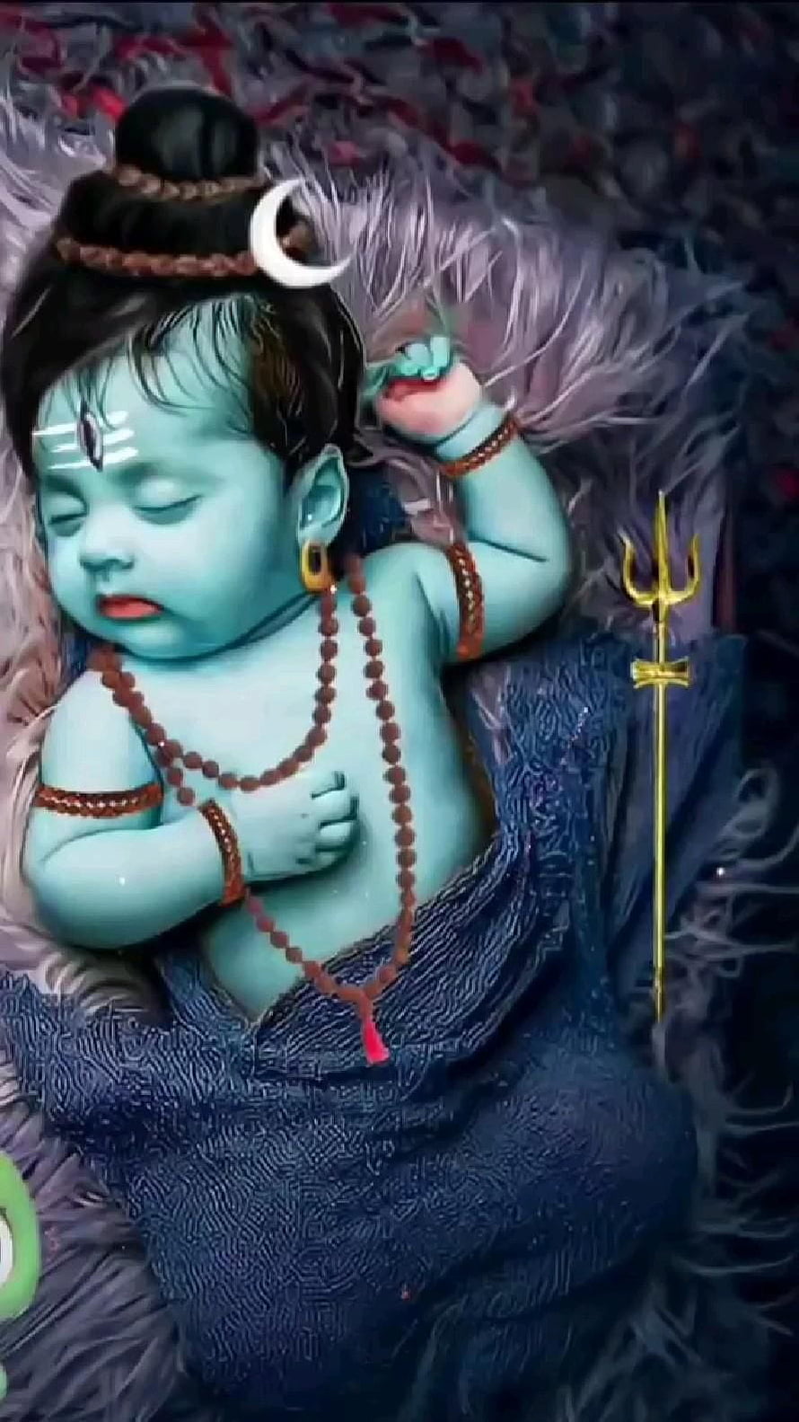 Baby Lord Shiva Sleeping With Trishul And Crescent Moon Wallpaper HD phone wallpaper