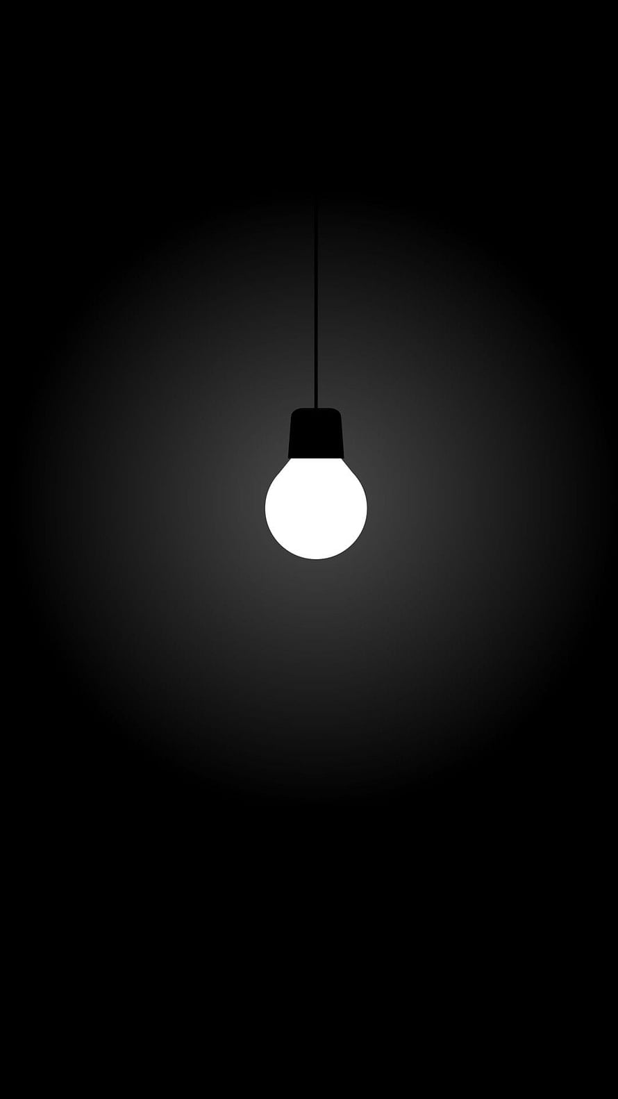 Minimalist Glowing Light Bulb Hanging in Dark Void with Soft Ambient Glow HD phone wallpaper