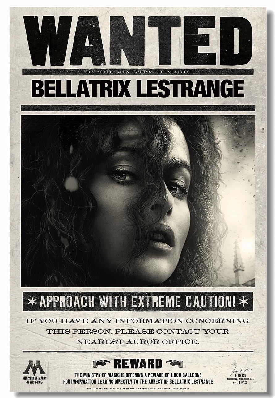 Bellatrix Lestrange Wanted Poster from the Harry Potter Ministry of Magic HD phone wallpaper