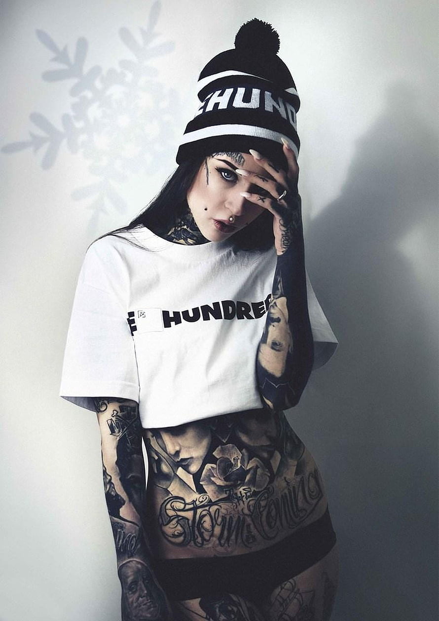 Tattooed Woman in White T-Shirt and Black Beanie with Extensive Body Art, Tattoo Group, tattoo girl HD phone wallpaper