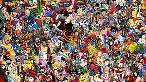 Massive Anime and Video Game Character Collage Featuring Iconic Heroes and Villains HD wallpaper
