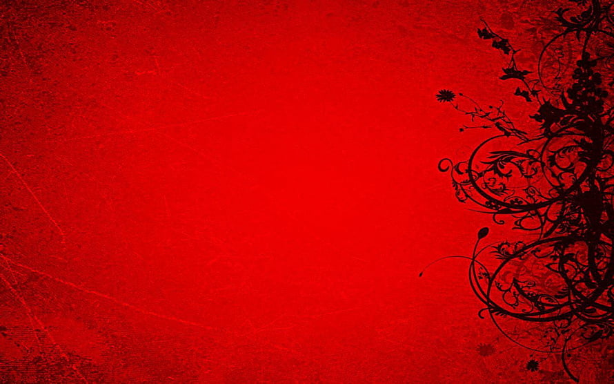 Dark Red Grunge Texture with Black Floral Ornament Design HD wallpaper