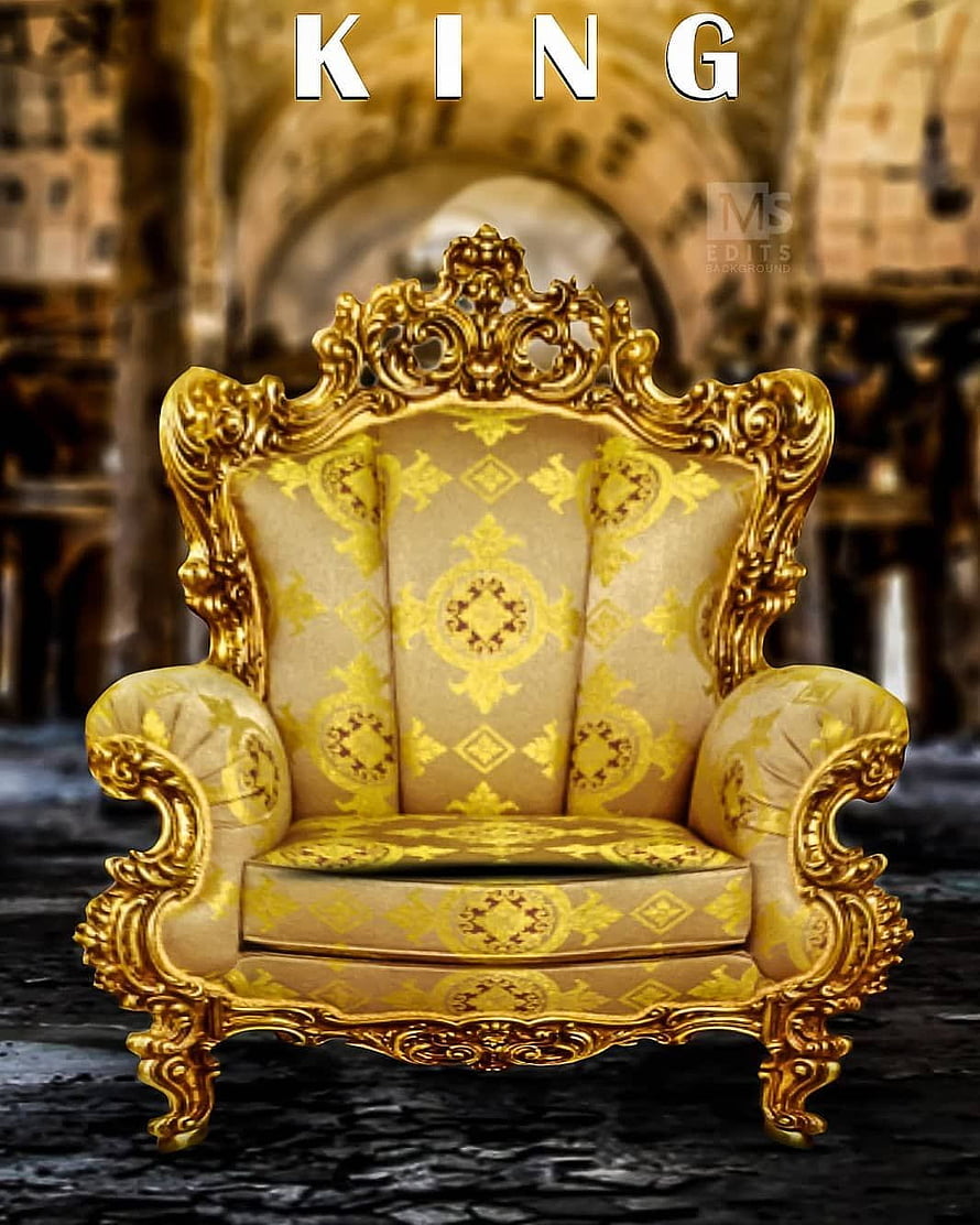 Ornate Gold Baroque Throne Chair with Damask Upholstery in Grand Hall HD phone wallpaper