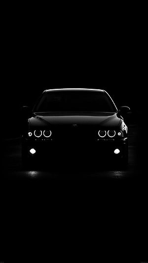 Dark BMW E46 M3 with Angel Eyes Headlights in Night Silhouette HD phone wallpaper