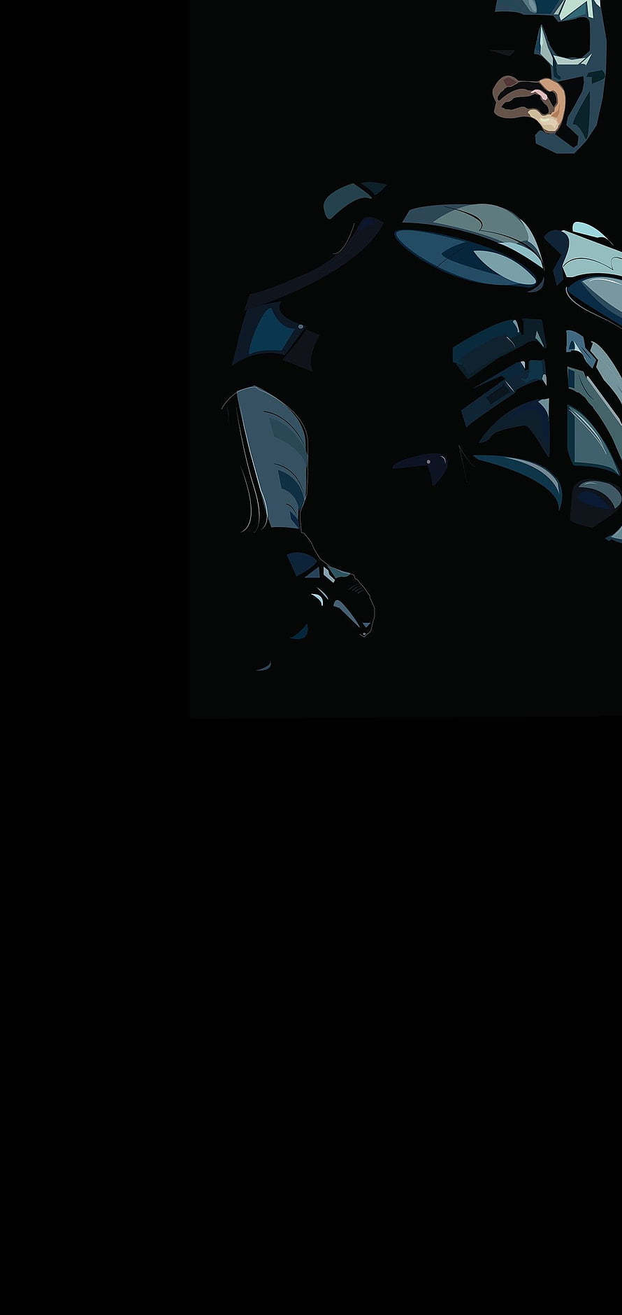 Dark armored warrior illustration with blue metallic plating and dramatic shadow HD phone wallpaper