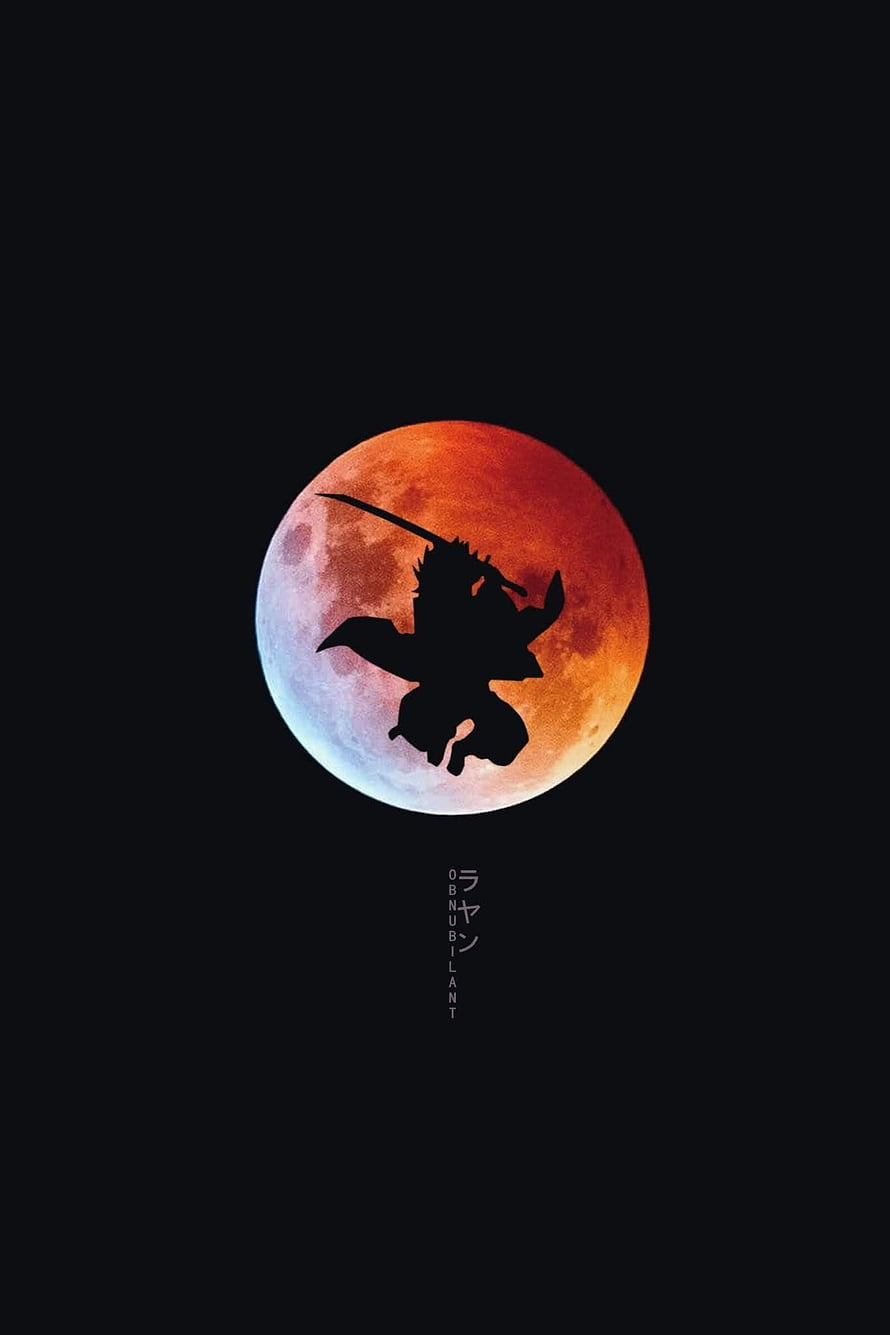 Oban Star-Racers Anime Character Silhouette Against Red Moon HD phone wallpaper