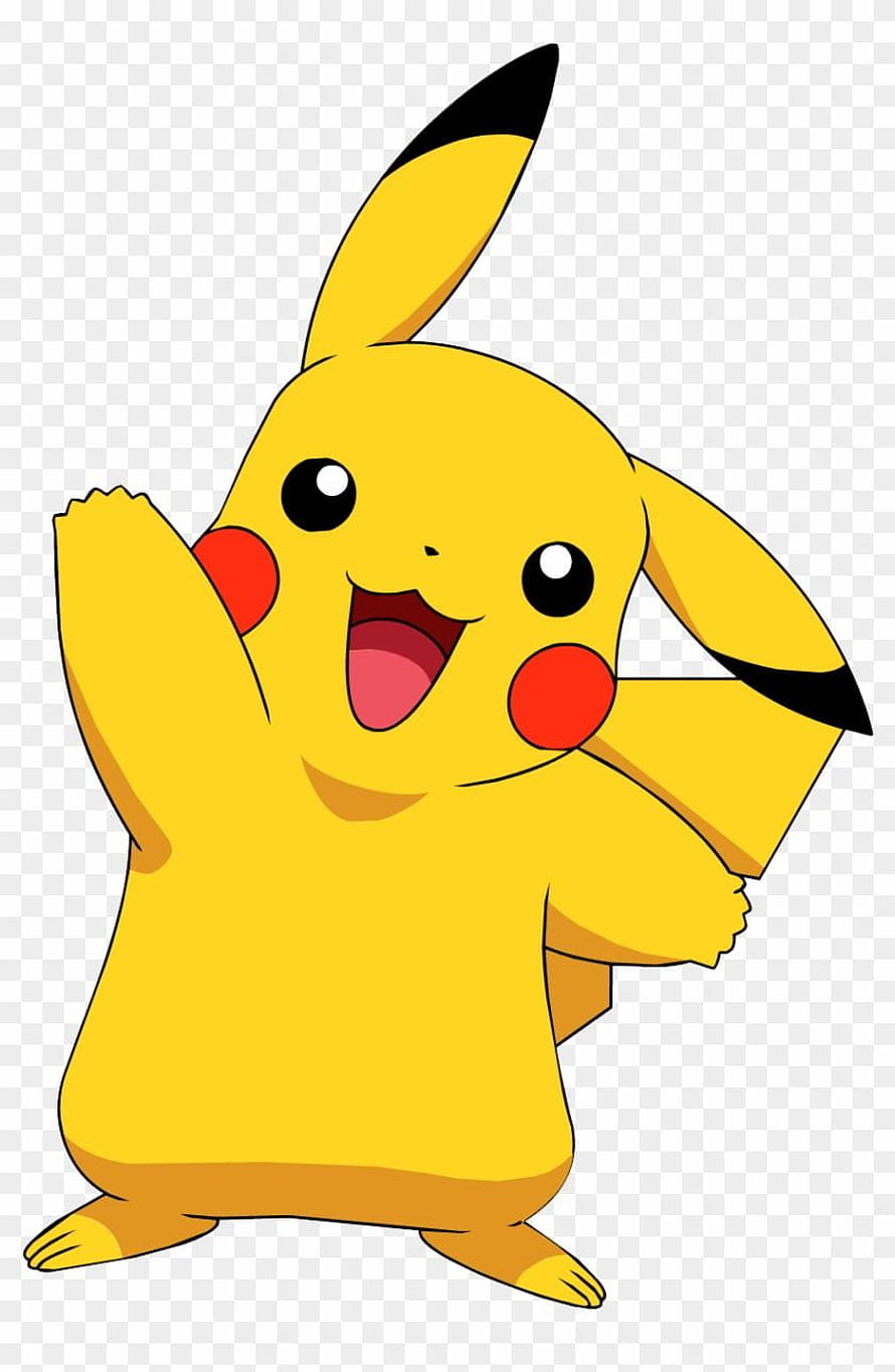 Happy Pikachu Waving With Red Cheeks And Black Tipped Ears HD phone wallpaper