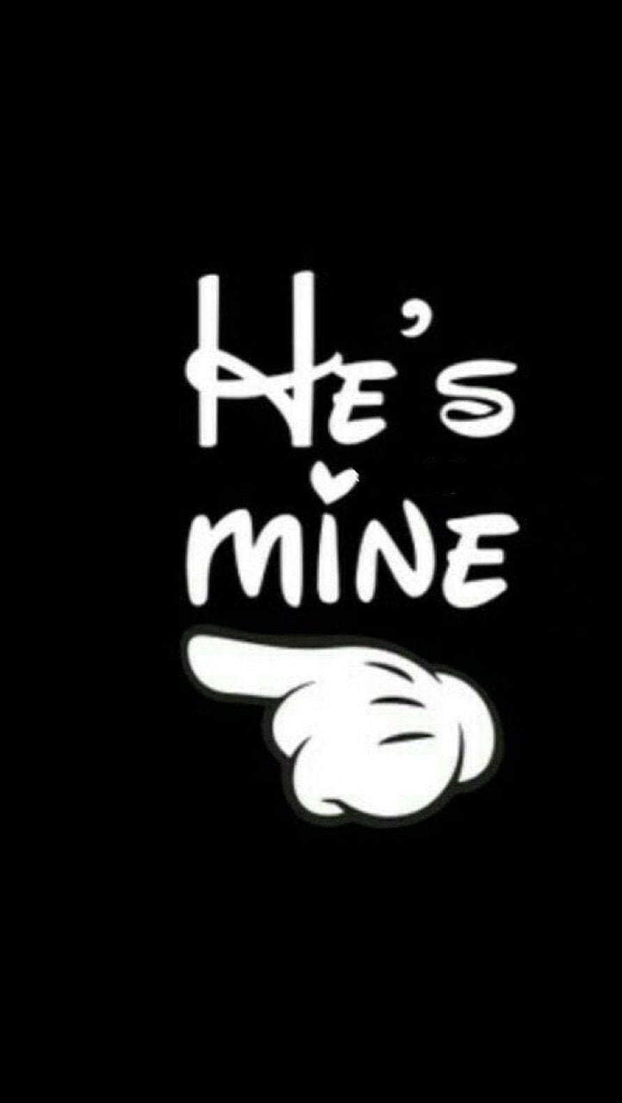 He's Mine Hand Pointing Quote on Black Background Minimalist Typography Art HD phone wallpaper