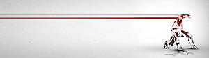 Minimalist Red and White Illustration of a Samurai Warrior in a Dynamic Stance HD wallpaper