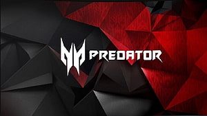 Acer Predator Gaming Logo on Dark Geometric Red and Black Background HD wallpaper