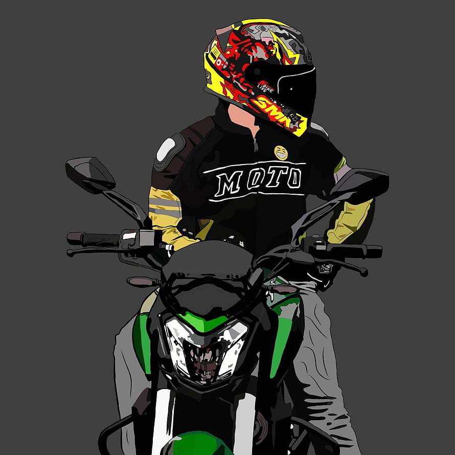 Bajaj Dominar Rider in Black and Yellow Moto Gear Digital Illustration HD phone wallpaper