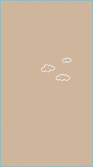 Minimalist Beige Background With White Cloud Outlines HD phone wallpaper