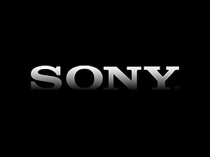 Sony Corporate Logo in Metallic Silver on a Minimalist Black Background HD wallpaper